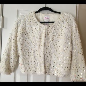 Candies White Faux Fur Short Jacket Size Large
